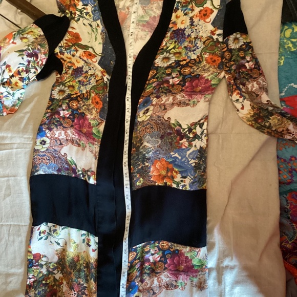 Nicole Miller Vintage Flowered Kimono Sleeve Jacket Sz Small - Picture 3 of 5